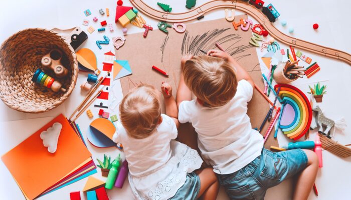 children drawing in an early childhood education and care centre or kindergarten